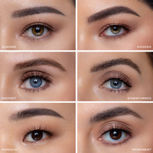 Mocha false eyelashes on a almond eye shape, hooded eye shape, deepset eye shape, downturned eye shape, monolid eye shape, and prominent eye shape