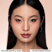 Before and after of a model wearing Emiko and Aiko lower lash style