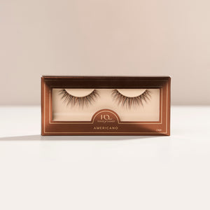 Americano round brown false lash with wispy natural volume perfect for everyday wear.
