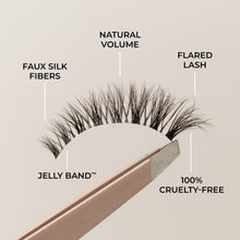 Kitty Cat false eyelashes key features explaining lash band, lash fibers, lash shape, and lash volume