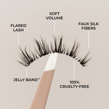 Purrr false eyelashes key features explaining lash band, lash fibers, lash shape, and lash volume