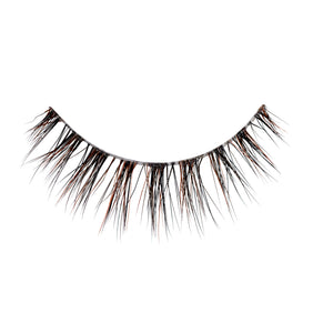 Mocha a short, round lash with natural volume featuring a unique blend of black, brown, and red wine fibers arranged in delicate clusters for natural dimension.