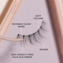 Emiko false eyelashes key features explaining lash band, lash fibers, lash shape, and lash volume