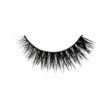 A mini flared lash with full volume and short length, featuring a dense base, tapered ends, and a subtle cat-eye flare. 